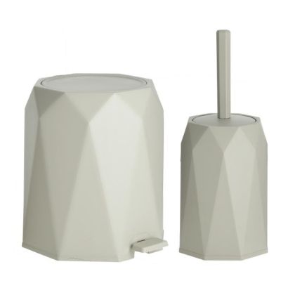 S/2 PL DUSTBIN AND WC BRUSH GREY 4L