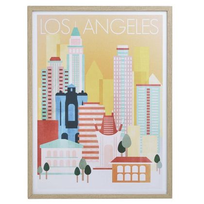 WOODEN/PS CANVAS WALL ART WITH FRAME ''LOS ANGELES'' 45X3X60