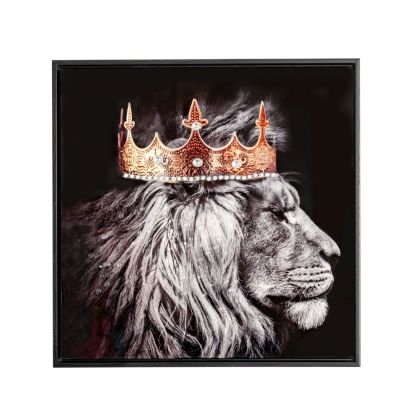 Картина платно лъв с корона - 50x3x50 см