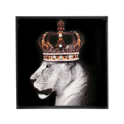 Картина платно лъвица с корона - 50x3x50 см