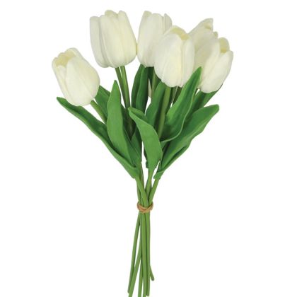 BOUQUET OF WHITE TULIPS REAL TOUCH - H34cm 48/288KIB