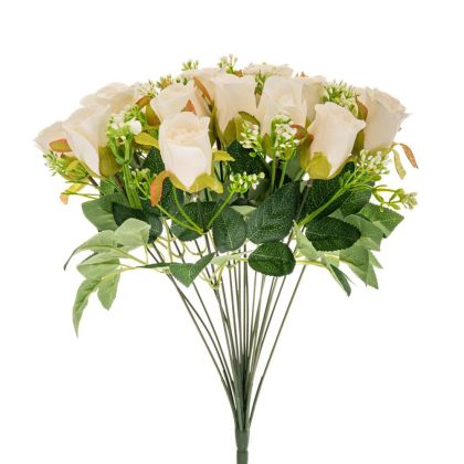 BOUQUET WITH 18 CREAM ROSES AND GYPSOPHILA 40CM