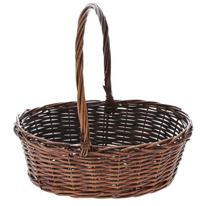 BROWN WILLOW BASKET WITH HANDLE 40X30X14CM