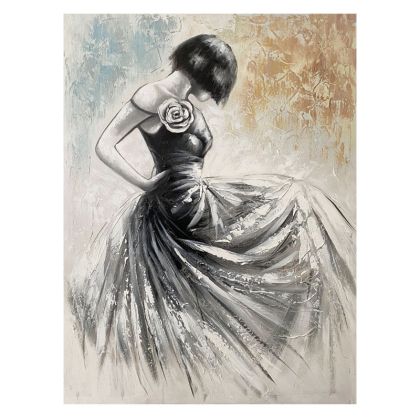 Картината на платно 'Момиче с рокля и роза' - размери 60x80 см, 12/кутия
