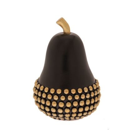 DECO BLACK RESIN PEAR WITH GOLD DETAILS 12X12X17,5CM