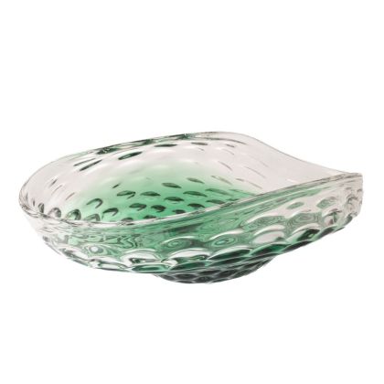 DECO GLASS PLATE CLEAR-GREEN 46.5x35.5x15CM