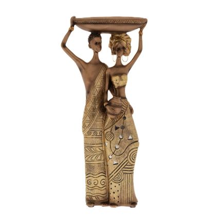 DECO GOLD POLYRESIN COUPLE OF AFRICAN 15x8x34CM