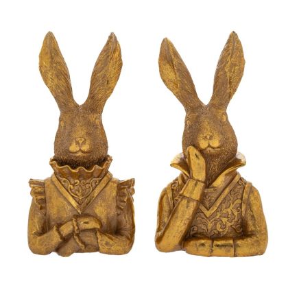 EASTER GOLD RESIN BUNNIES 11X8X21CM