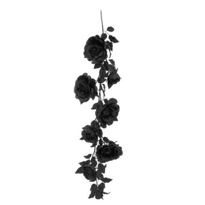 GARLAND WITH VERY BIG BLACK ROSES 200CM