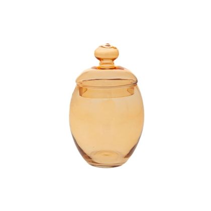 GLASS AMBER CANDY JAR WITH LID D:14.5 19X24CM