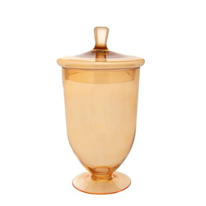 GLASS AMBER CANDY JAR WITH LID D:20 19Χ33CM