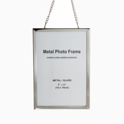 METAL HANGING PHOTO FRAME WITH SILVER CHAIN 10X25EK