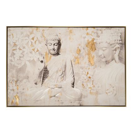 OIL PAINTING ON TOP OF PRINTED CANVAS BUDDHA ON GOLDEN FRAME 122.5Χ4.5Χ82.5CM
