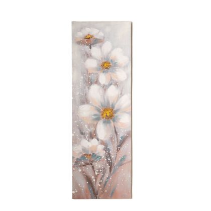 OIL PAINTING ON TOP OF PRINTED CANVAS OF WHITE FLOWERS 40X3Χ120CM