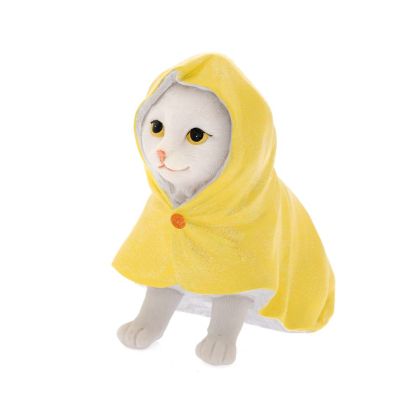 RESIN CAT WITH YELLOW CAPE 14X9X14CM