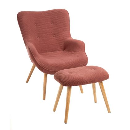 ROTTEN APPLE ARMCHAIR 70x84x89CM W NATURE WOODEN LEGS AND STOOL 54x36x42CM