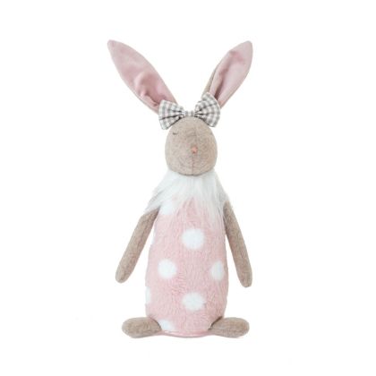 WHITE DOTS FABRIC EASTER BUNNY 19X11X45CM