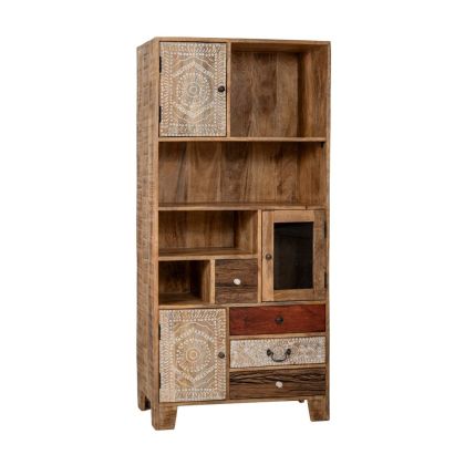 WOODEN BROWN BOOKCASE W DRAWERS 80x40x170CM