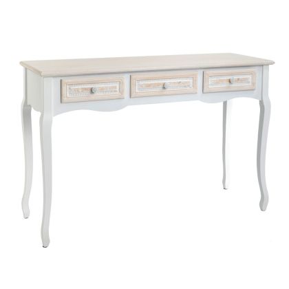 WOODEN WHITE TABLE W 3 DRAWERS 120x40x78CM