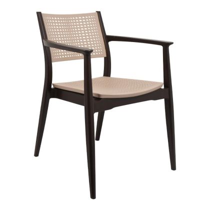 Градински стол Best кафяв цвят със седалка бежов цвят 57.5x55x80cm