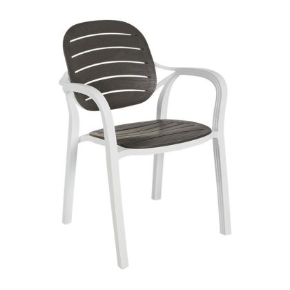 Градински стол Rusty с бяла основа и седалка цвят въглен 57.5x58x84cm