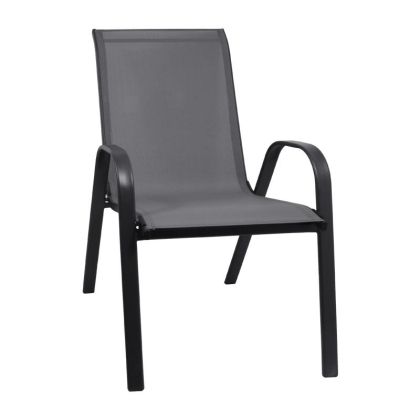 Градински стол с черна метална рамка и сива седалка 55x75x92