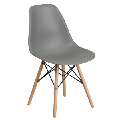 Трапезен стол art сива седалка с естествени крака 46.5x53.5x80cm