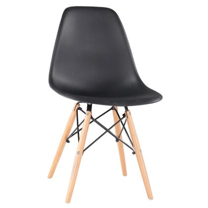 Трапезен стол art черна седалка с естествени крака 46.5x53.5x80cm