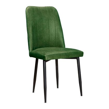 Трапезен стол erieta зелена дамаска с черни крака 47x50x92см