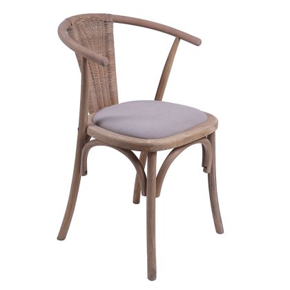 Chair Dourel fabric grey-rattan leg natural