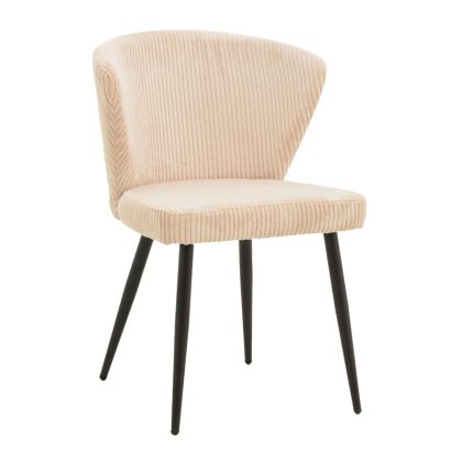 Chair Mattia fabric ivory-black metal leg 55x53x80cm