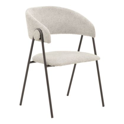 Chair Rachele light grey fabric-black metal leg 52x53x83cm
