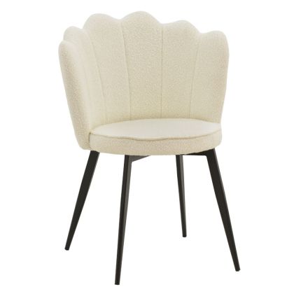 Chair Rosalia pakoworld fabric ecru-black metal leg 57x52x80cm