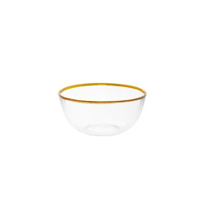 CLEAR GLASS BOWL WITH GOLD RIM D12.5X5.5CM
