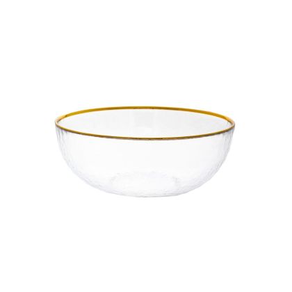 CLEAR GLASS BOWL WITH GOLD RIM D20X8CM