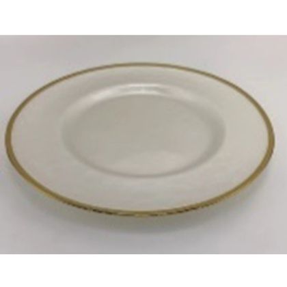 CREAM GLASS PLATE WITH GOLD RIM D33CM
