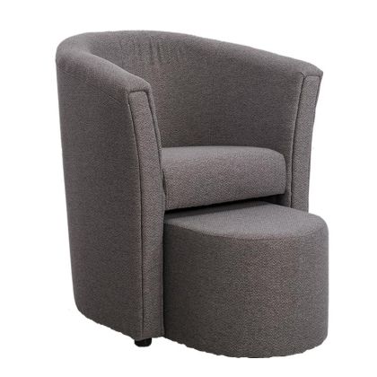 F3 ARMCHAIR WITH STOOL GRAY NEW FABRIC 72x60x84cm