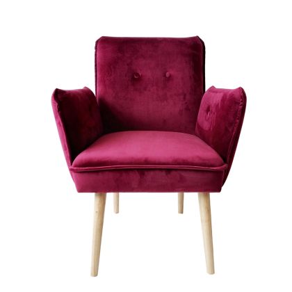 Fabric armchair with burgundy buttons 63*64*84