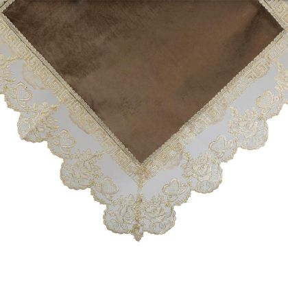 FRAME-EMBROIDERY Lace BROWN 85x85cm