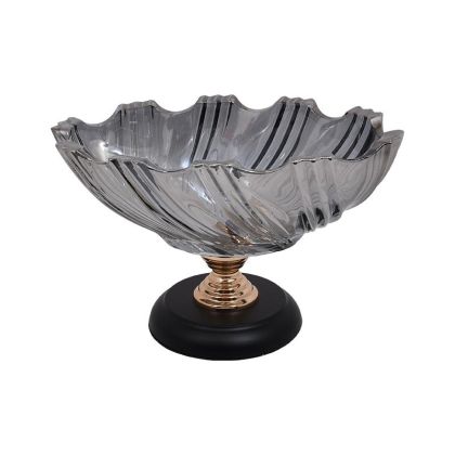 GLASS CUP WITH BASE 803 BLACK COLOR 36x19x22cm