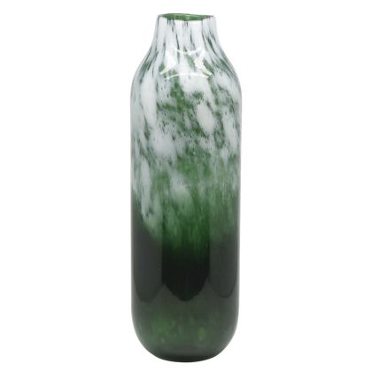 GLASS VASE WHITE/GREEN FANTASY TALL - Φ14x45.5cm