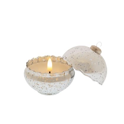 LED SILVER GLASS BAUBLE CANDLE 9CM