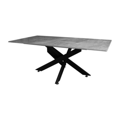 LIVING ROOM TABLE Stone WITH GRAY CERAMIC SURFACE AND BLACK METAL LEGS 120x60x45cm