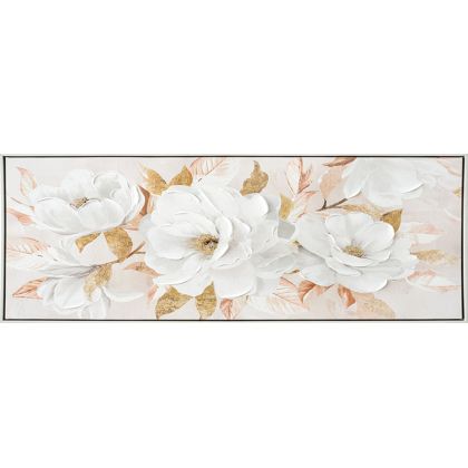 PASTEL MAGNOLIA FLOWERS FRAMED CANVAS PAINTING - 100x50cm