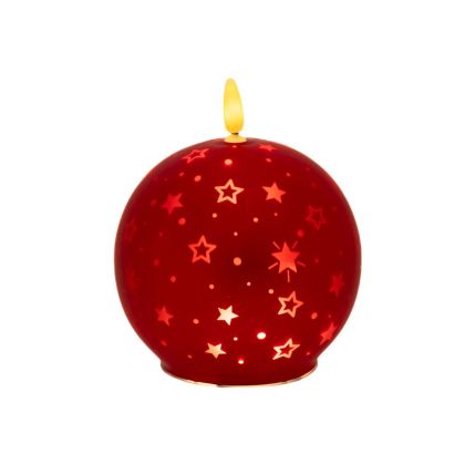 RED LED BALL CANDLE 10CM