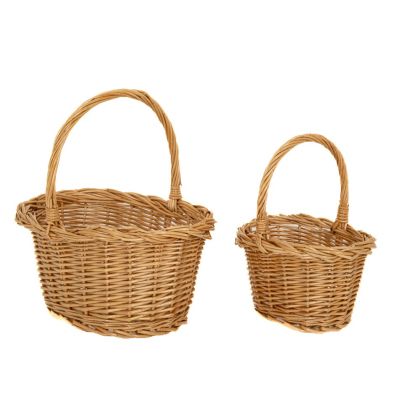 SET 2 NATURAL WILLOW BASKET WITH HANDLES 24X18X12 18X13X10CM