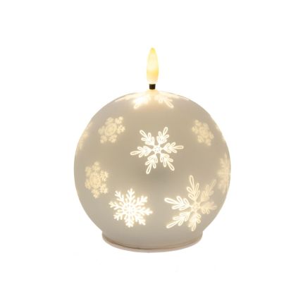SILVER LED BALL CANDLE 10CM