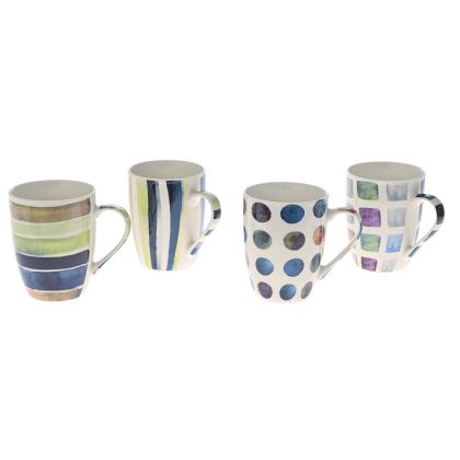WHITE CERAMIC CUP WITH COLORFUL DESIGN IN 4 COLOURS AND DESIGNS 360ml