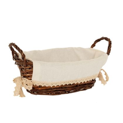 WILLOW BASKET WITH FABRIC AND HANDLES 28X18X19CM