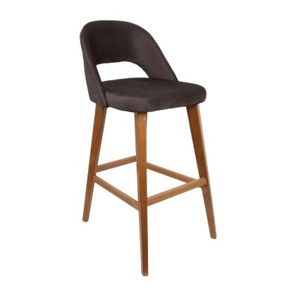 Бар стол T-5 Lux кафяв текстил със златисти крака 43х40х103см